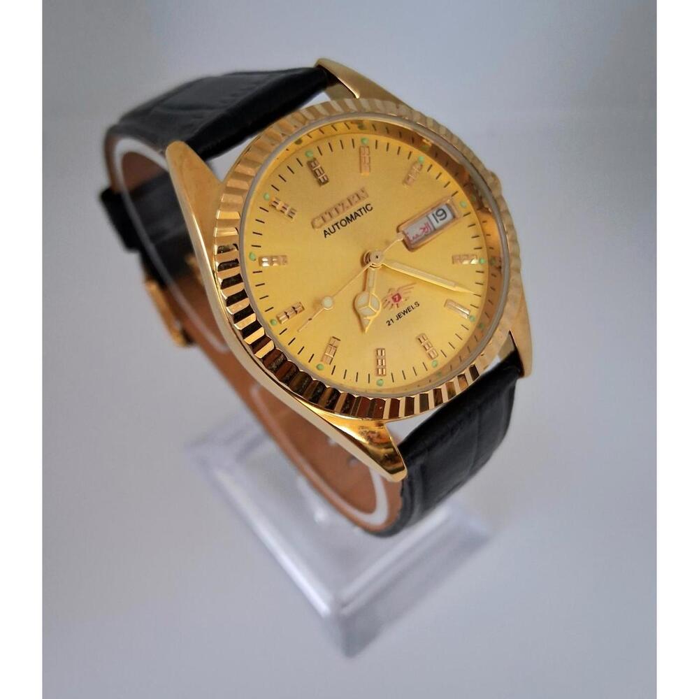 Vintage Men's Automatic Citizen Eagle 7 Leather Watch RARE
